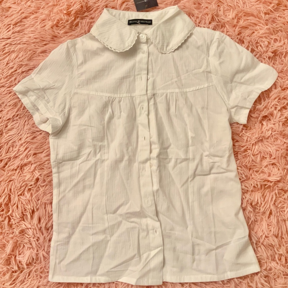 Brandy Melville striped cotton shirt NWT Peter Pan collar